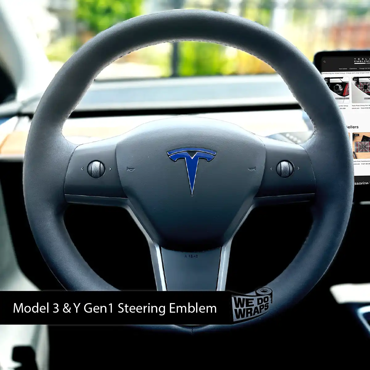 3M Deep Blue Metallic Tesla Steering Wheel Wrap | MY 2019-'25 - Image 3