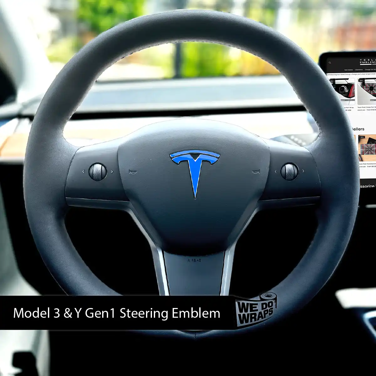 3M Gloss Fire Blue Tesla Steering Wheel Wrap | MY 2019-'25 - Image 3
