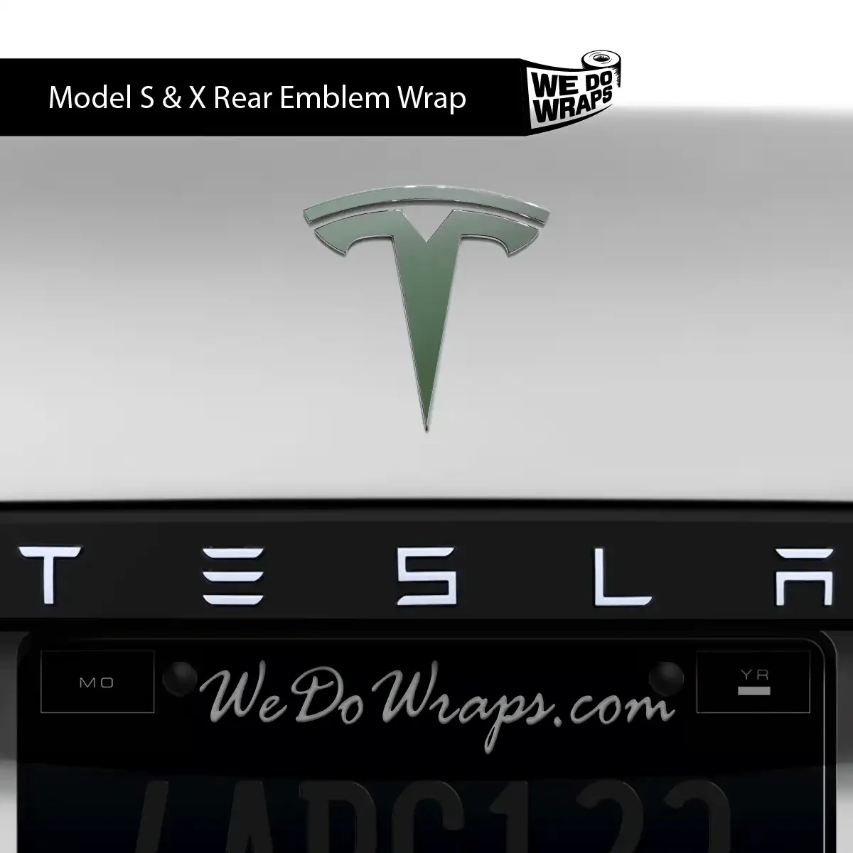 3M Matte Military Green Tesla Emblem Decals (Front + Back) | Model S - Image 3