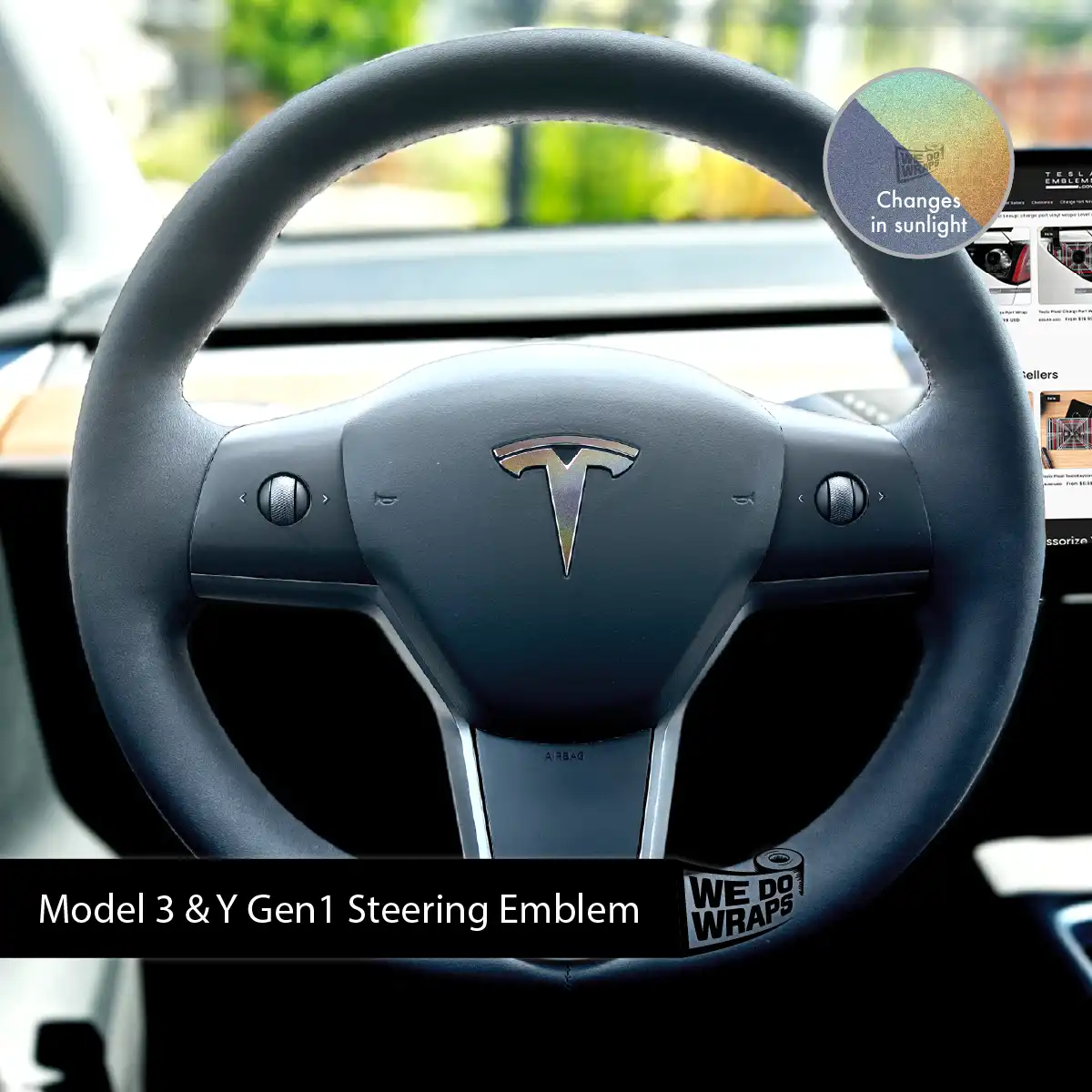 3M Satin Psychedelic Flip Tesla Steering Wheel Wrap | MY 2019-'25 - Image 3