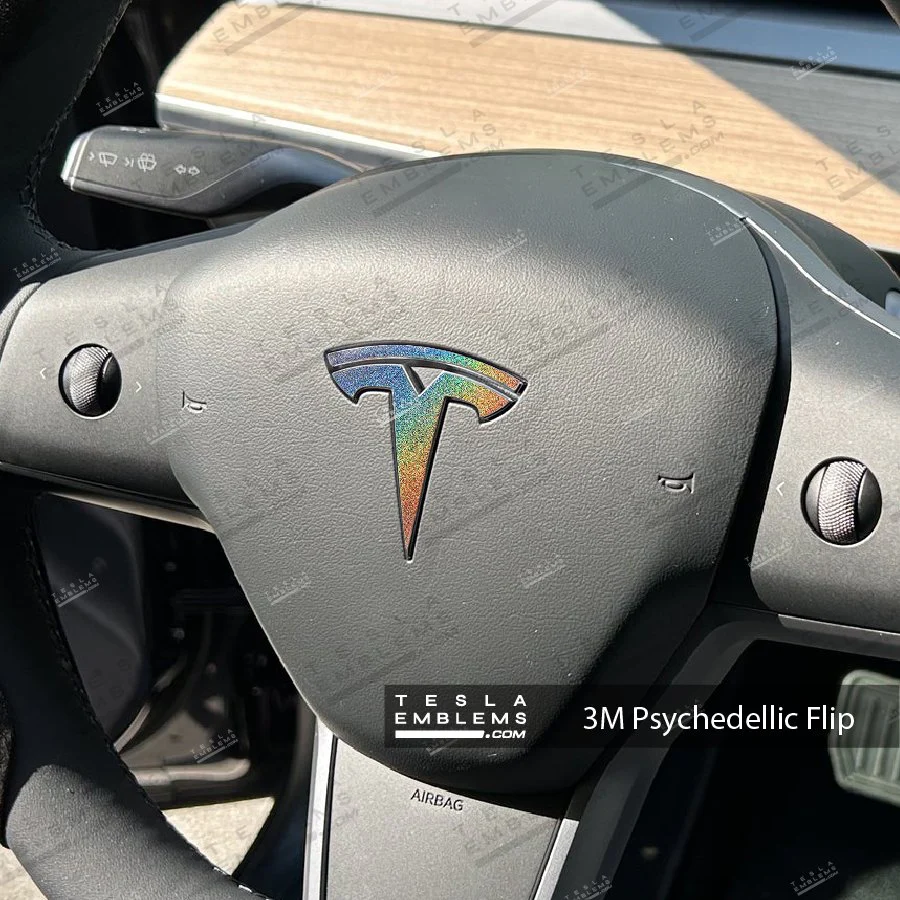 3M Satin Psychedelic Flip Tesla Steering Wheel Wrap | MY 2019-'25 - Image 4