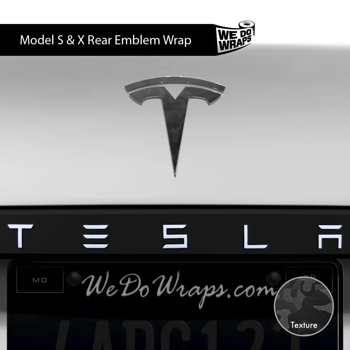 3M Shadow Black Camo Tesla Emblem Decals (Front + Back) | Model S - Image 4