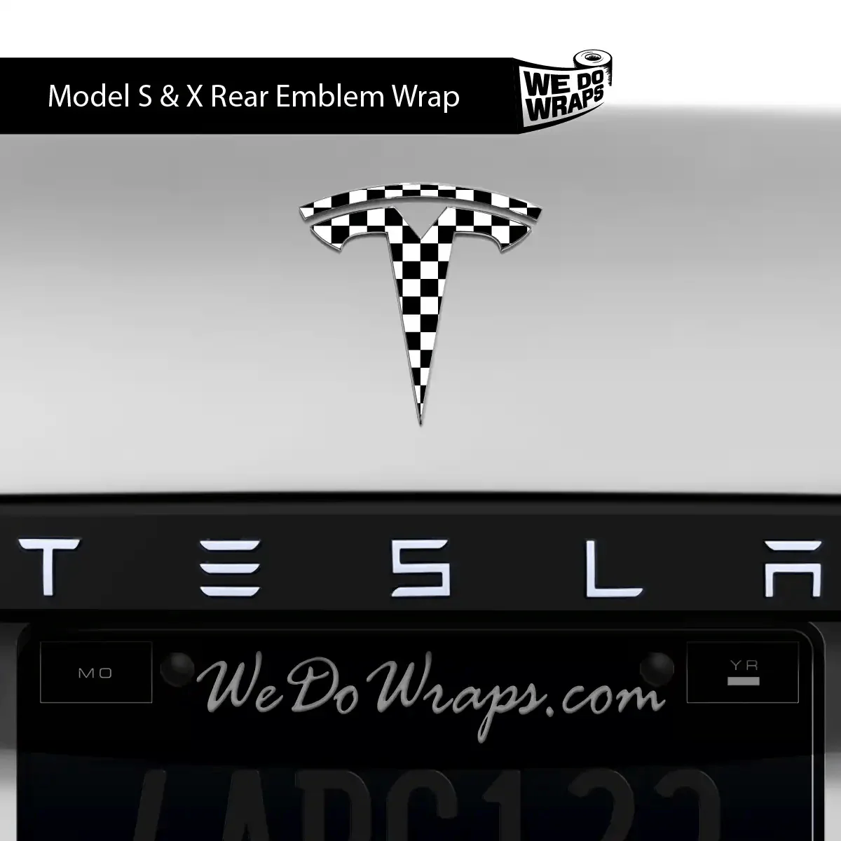 Checkered Tesla Emblem Decals (Front + Back) | Model S - Image 3