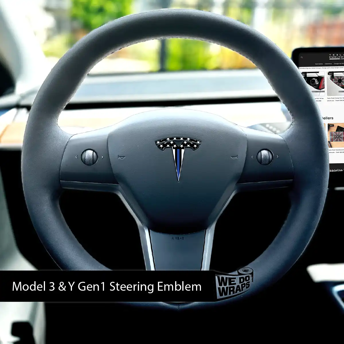 First Responders Law Enforcement Tesla Steering Wheel Wrap | M3 2017-Jan 2024 - Image 4