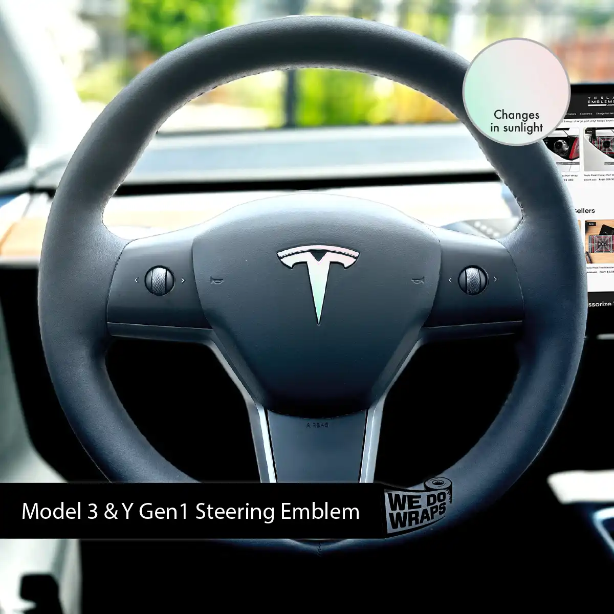 KPMF Matte Aurora Pearl Tesla Steering Wheel Wrap | MY 2019-'25 - Image 3