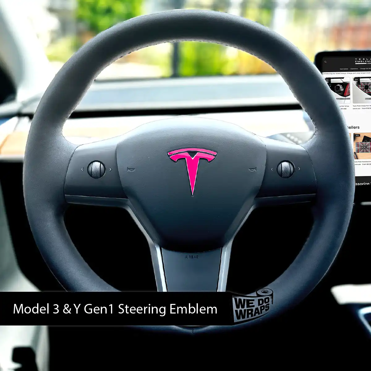 KPMF Momentum Pink Tesla Steering Wheel Wrap | MY 2019-'25 - Image 3