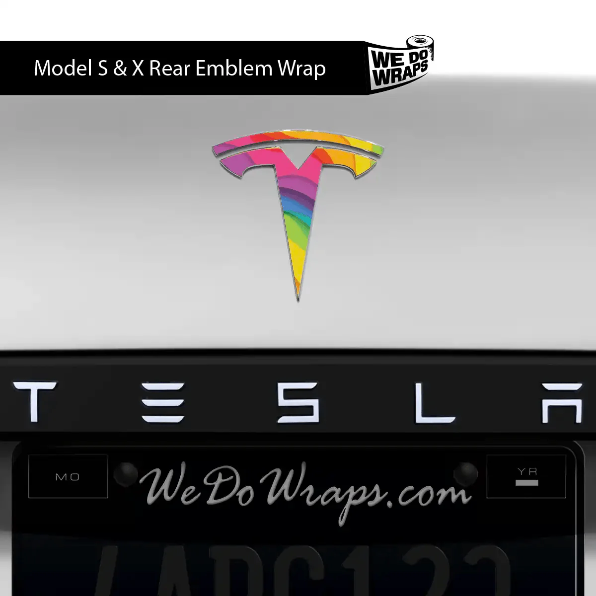 Layered Rainbow Tesla Emblem Decals (Front + Back) | Model S - Image 3